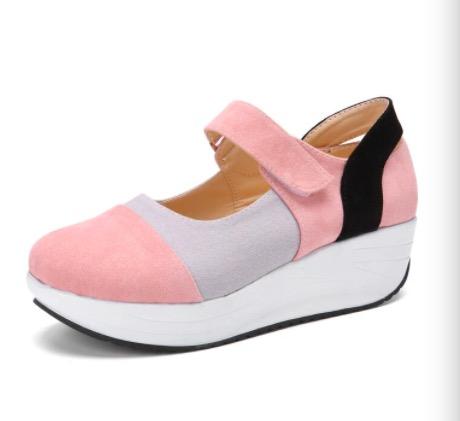 Zapatillas de deporte de plataforma resistentes al desgaste casual de costura para mujer