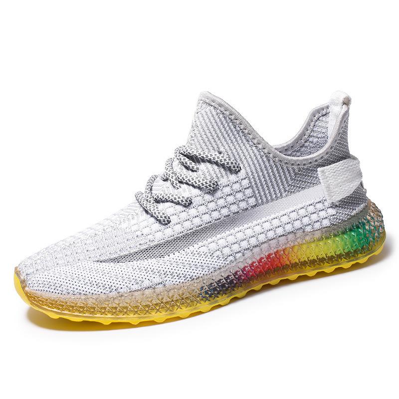 Zapatillas de deporte transpirables de tejido volador estrellado con fondo de arcoíris