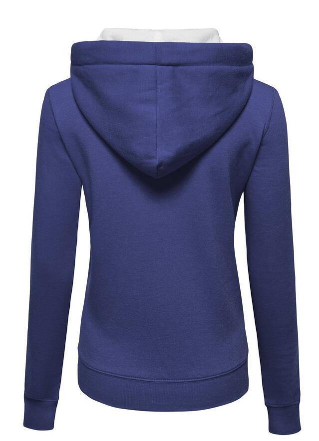 La capucha de las mangas largas con cremallera de color liso para mujeres - MXbueno