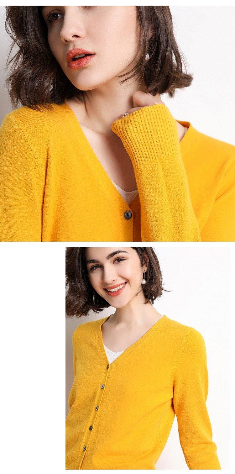Prendas de punto nuevas 2020 larga manga de mujer de cuello en V - MXbueno