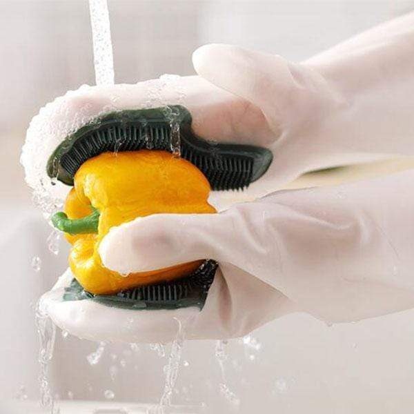 Guantes De Silicona Con Cepillo Para El Hogar-2 Pars