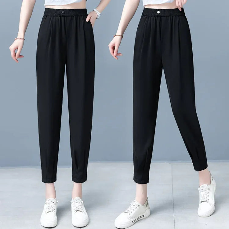 [W-Ropa] Pantalones Rectos De Enfriamiento Casual Para Mujer