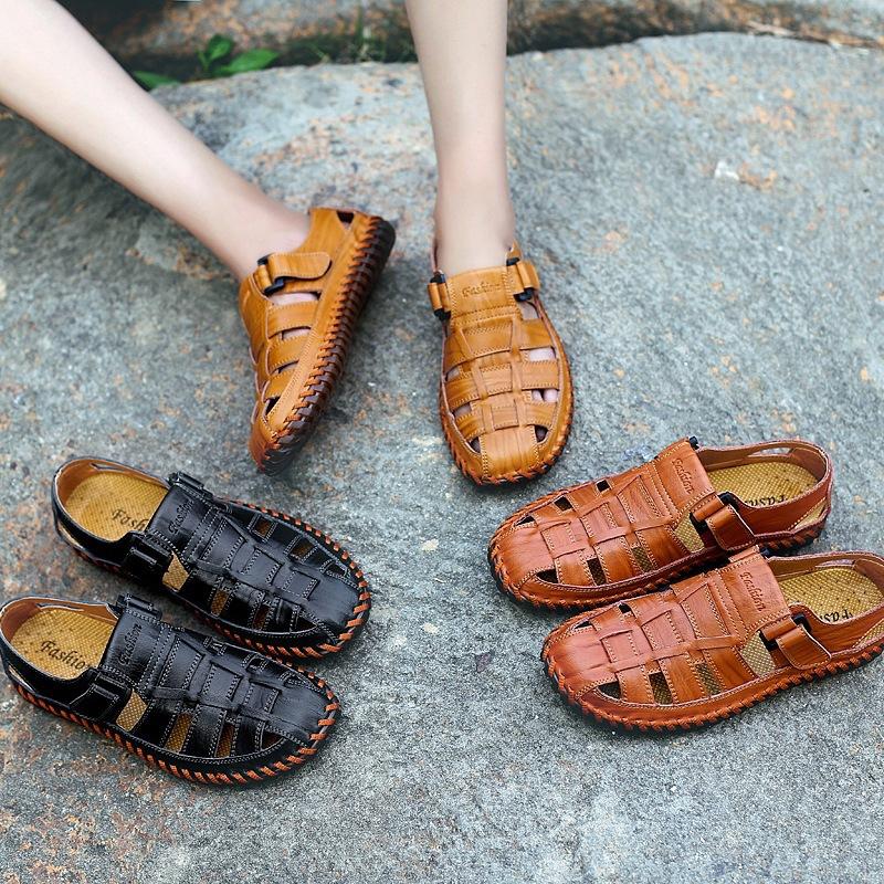 Sandalias De Vestir De Piel Tejida A Mano