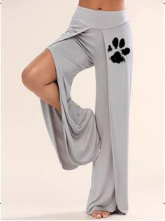 Patas de perro pierna ancha lado hendidura flowy Yoga pantalones