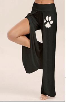 Patas de perro pierna ancha lado hendidura flowy Yoga pantalones