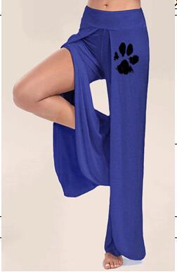 Patas de perro pierna ancha lado hendidura flowy Yoga pantalones