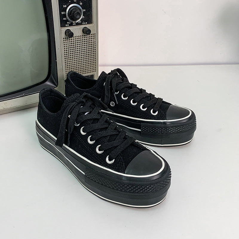 [W-Zapato] 2022 Verano Nuevos Zapatos De Lona Elevados De Suela Gruesa