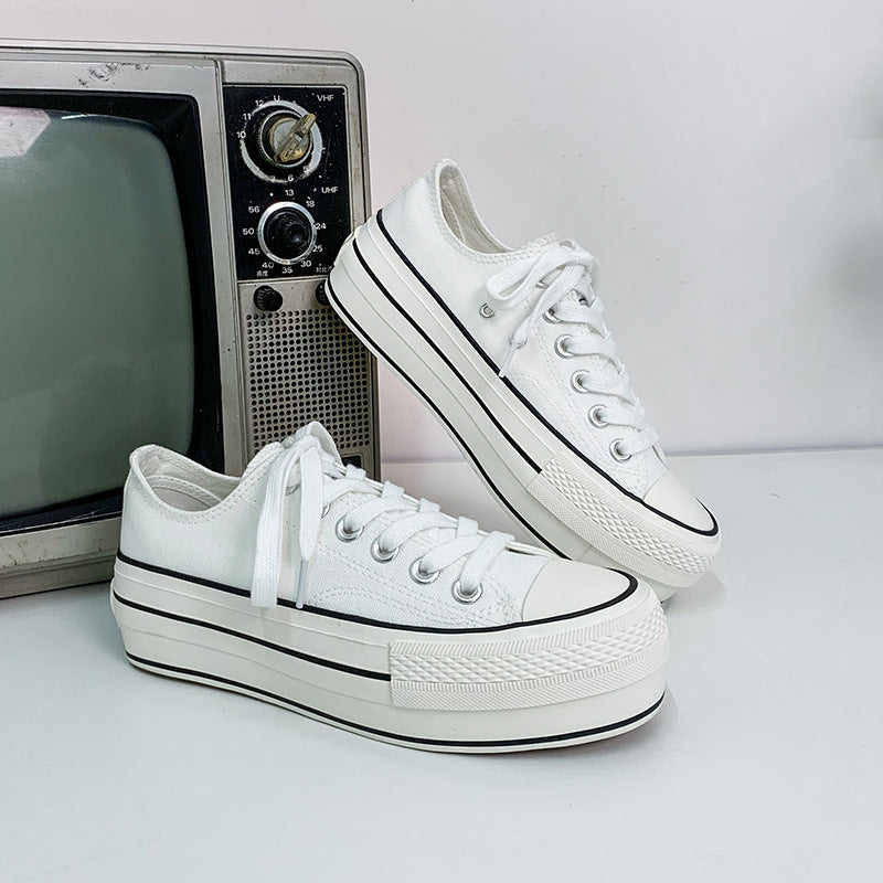 [W-Zapato] 2022 Verano Nuevos Zapatos De Lona Elevados De Suela Gruesa