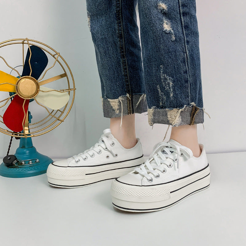 [W-Zapato] 2022 Verano Nuevos Zapatos De Lona Elevados De Suela Gruesa