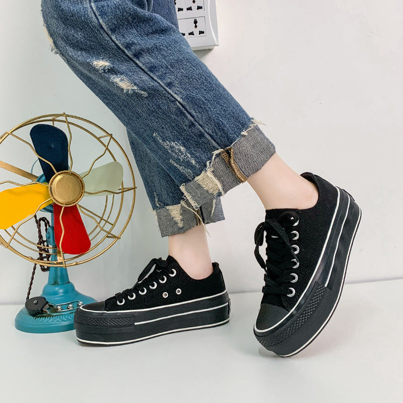 [W-Zapato] 2022 Verano Nuevos Zapatos De Lona Elevados De Suela Gruesa