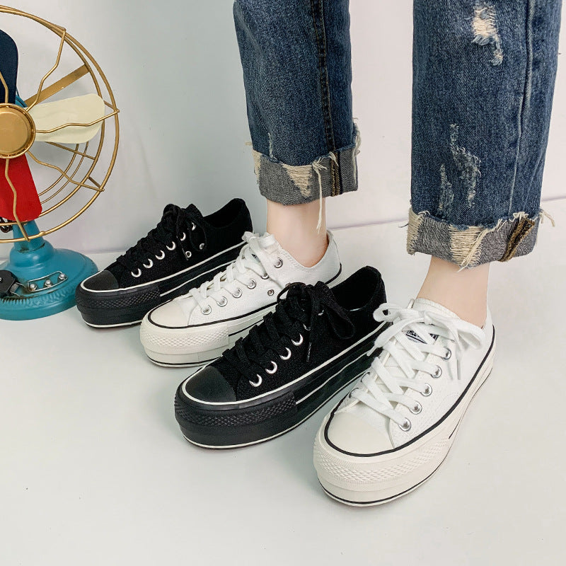 [W-Zapato] 2022 Verano Nuevos Zapatos De Lona Elevados De Suela Gruesa