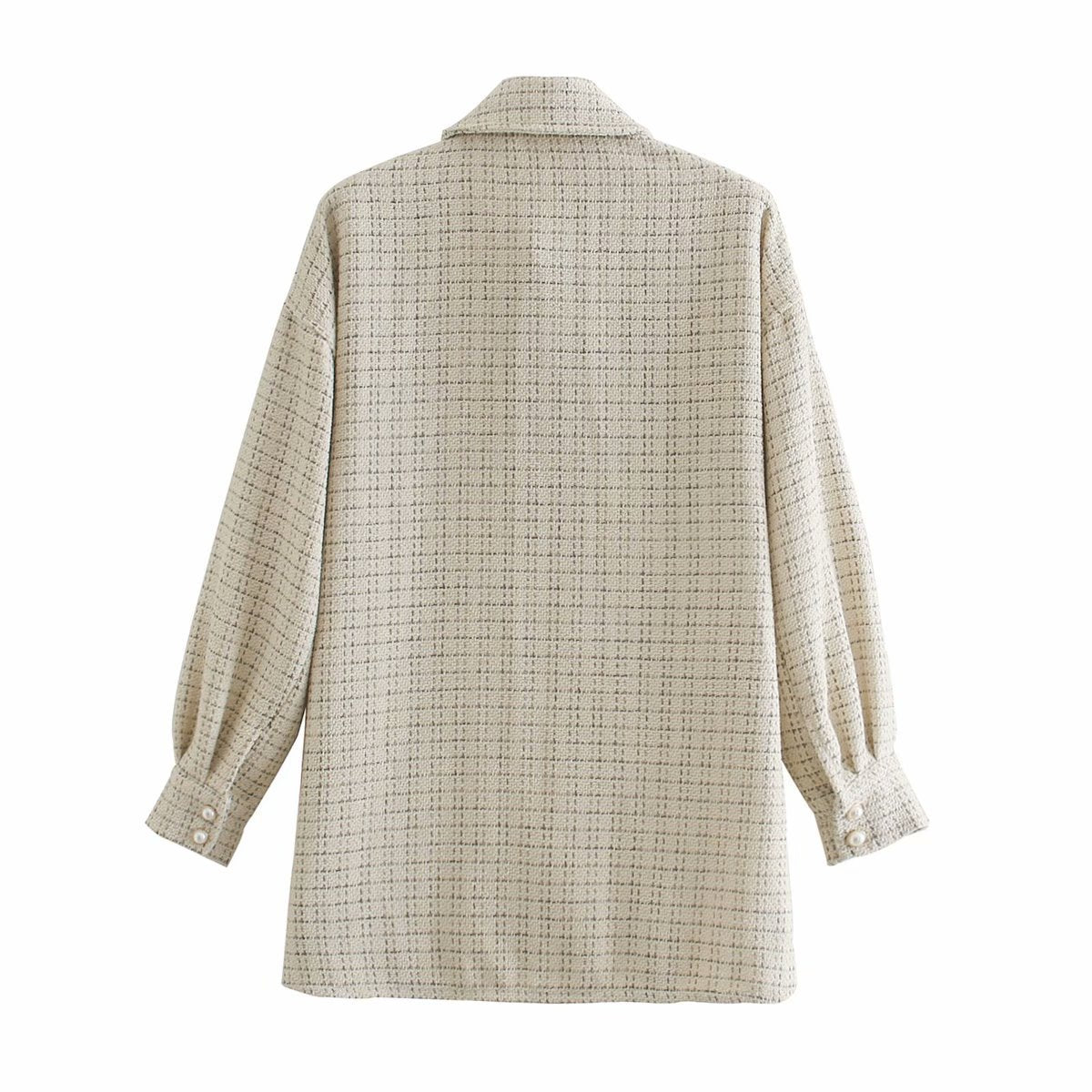 Autumn and Winter Three-color Woolen Shirt Jacket, Lapel Single-breasted Mid-length Top