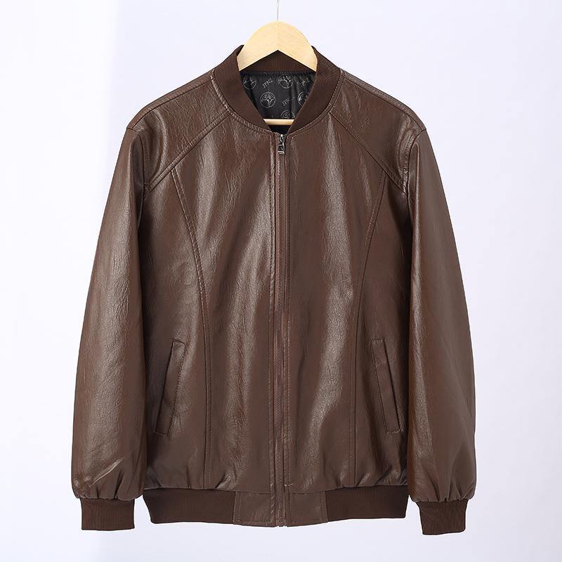 Chaqueta de cuero con cremallera para hombre - MXbueno