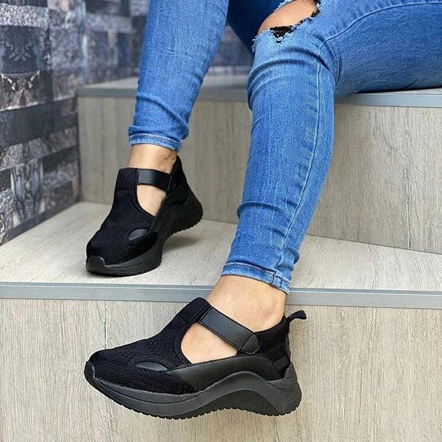 Zapatillas de deporte con colchón de aire tejido volador casual para mujer