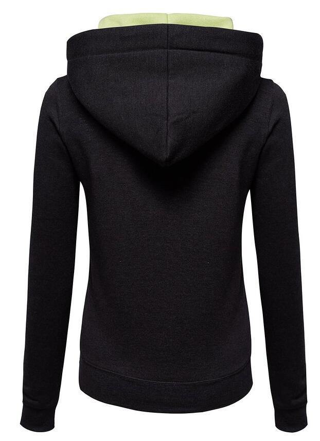 La capucha de las mangas largas con cremallera de color liso para mujeres - MXbueno