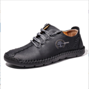 Cosido a mano zapatos casuales suaves(Cuatro generaciones)(negro/Talla 27)18 - MXbueno
