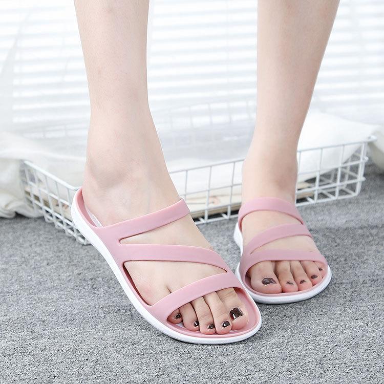 SANDALIAS PLANAS DE PLAYA DE GELATINA Y PANTUFLAS INS NET ROJO MISMO PÁRRAFO