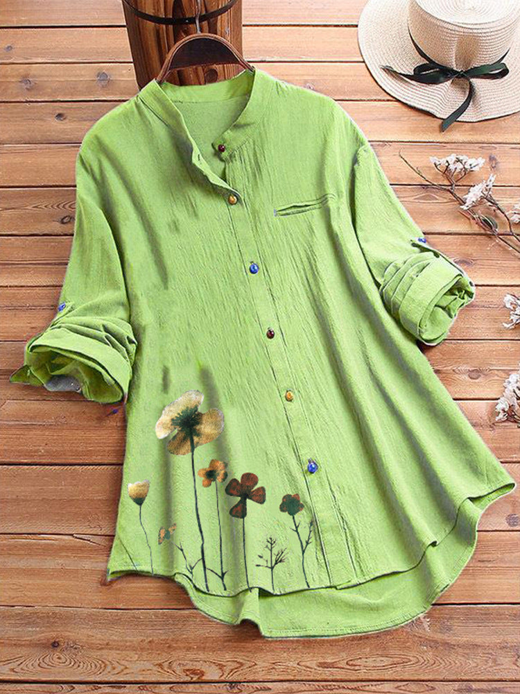 Camisa De Manga Larga De Algodón Y Lino