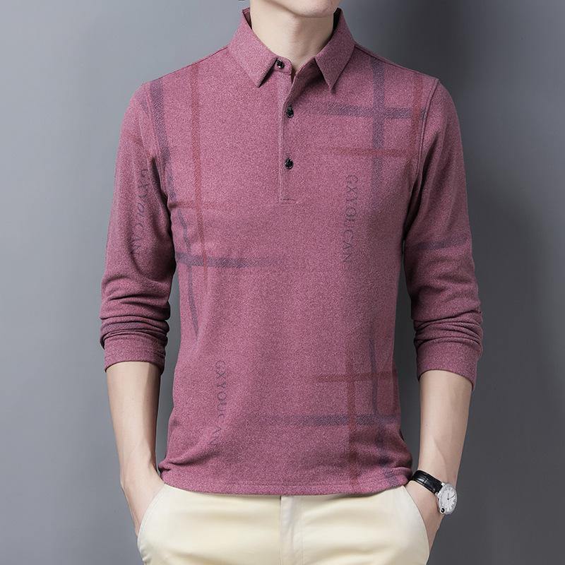 Polo de manga larga con solapa para hombre estampado - MXbueno