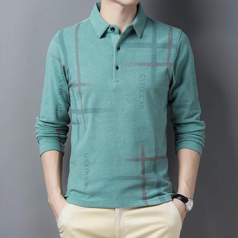 Polo de manga larga con solapa para hombre estampado - MXbueno