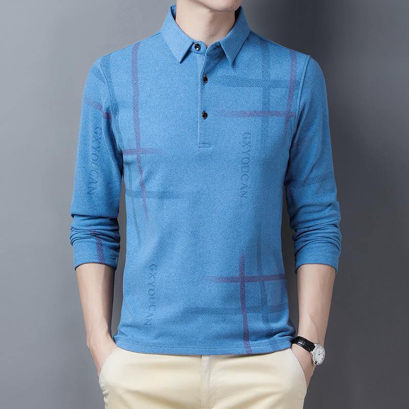 Polo de manga larga con solapa para hombre estampado - MXbueno