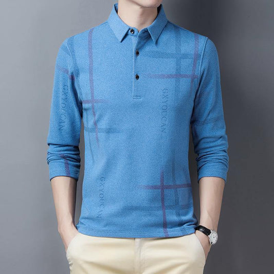 Polo de manga larga con solapa para hombre estampado - MXbueno