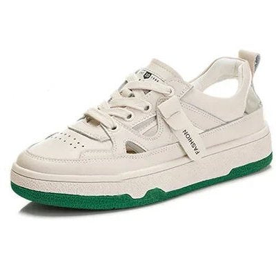 [W-Zapato] Zapatos Huecos De Plataforma Alta Cómodos De Cuero Suave Para Mujer