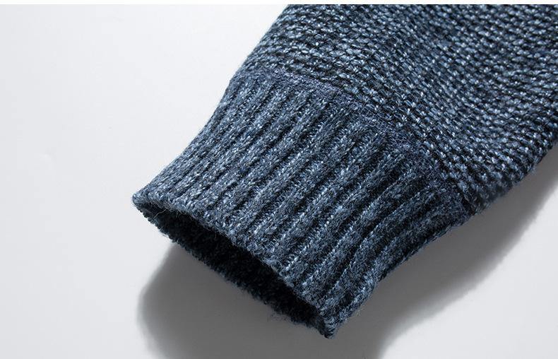 Chaqueta de punto de manga larga informal con bolsillo inclinado de algodón de punto con cremallera para hombre - MXbueno