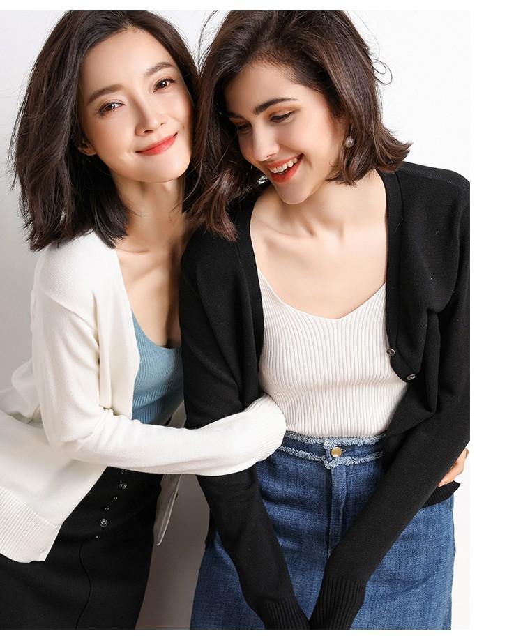 Prendas de punto nuevas 2020 larga manga de mujer de cuello en V - MXbueno