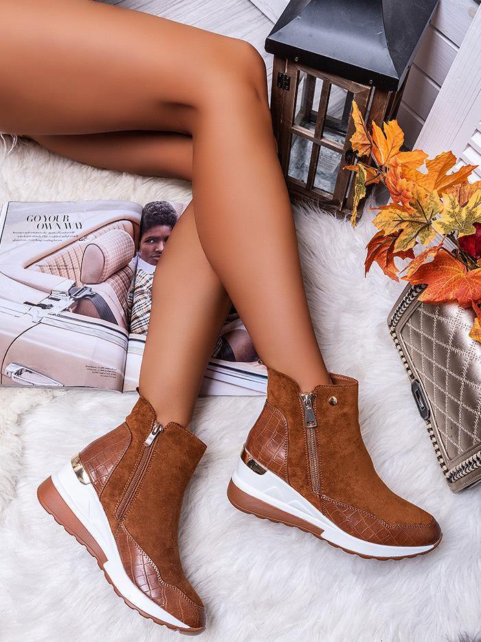 Fondo Grueso Color Sólido Damas Botas De Martin Botas Para La Nieve - MXbueno