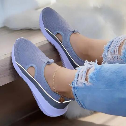 Zapatillas De Deporte Tejidas Huecas De Moda Para Mujer