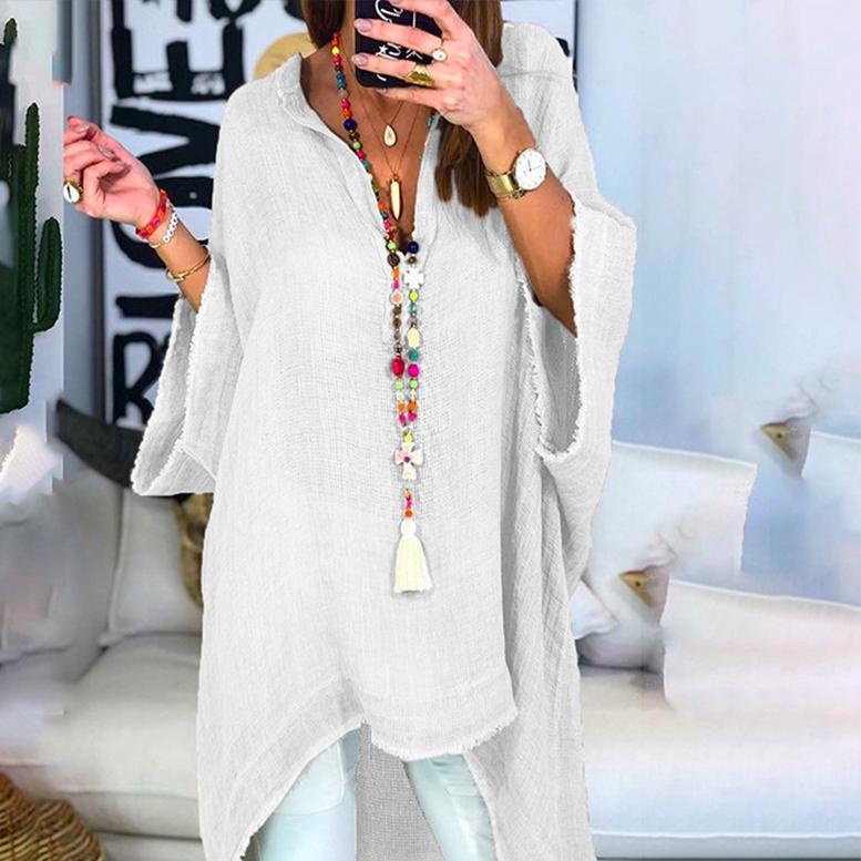 Camisa De Color Liso De Estilo Casual Con Cuello En V