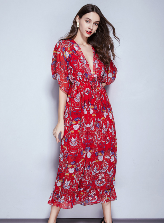 La Playa Impresa Vestido De Falda Larga - MXbueno