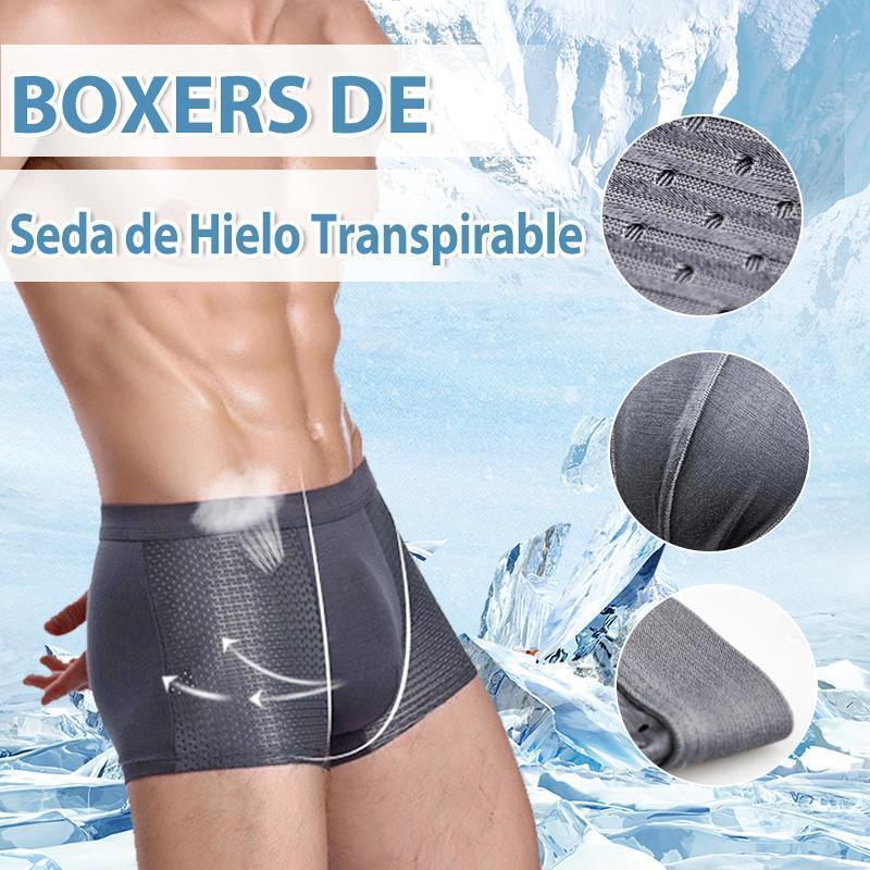 [M-Ropa Interior] Bóxer Calzoncillo de Seda de Hielo Transpirable para Hombres（Paquete de 4)-colores aleatorios