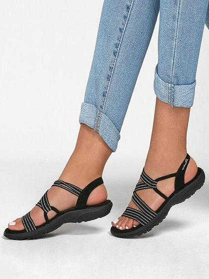 Sandalias de playa al aire libre con patrón de rayas de banda elástica