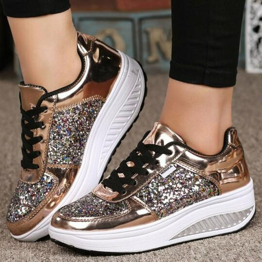 Zapatillas Brillantes De Fondo Grueso