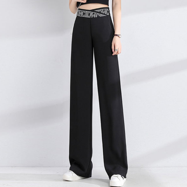 Pantalones De Pierna Ancha De Seda De Hielo De Cintura Delgada