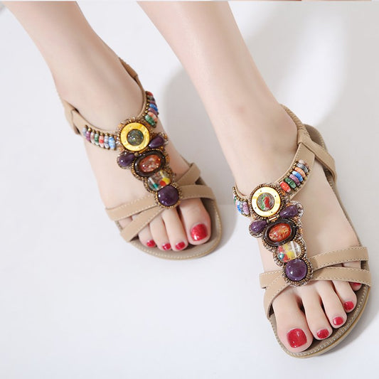 2022 Sandalias Planas De Estilo étnico De Verano