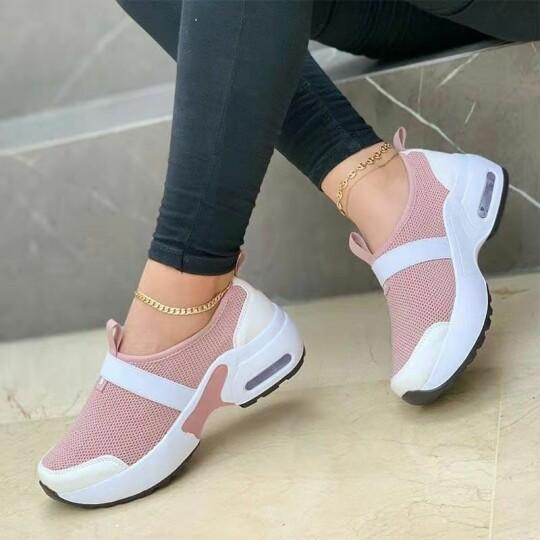Zapatillas De Malla Con Punta Redonda Y Tacón Plano