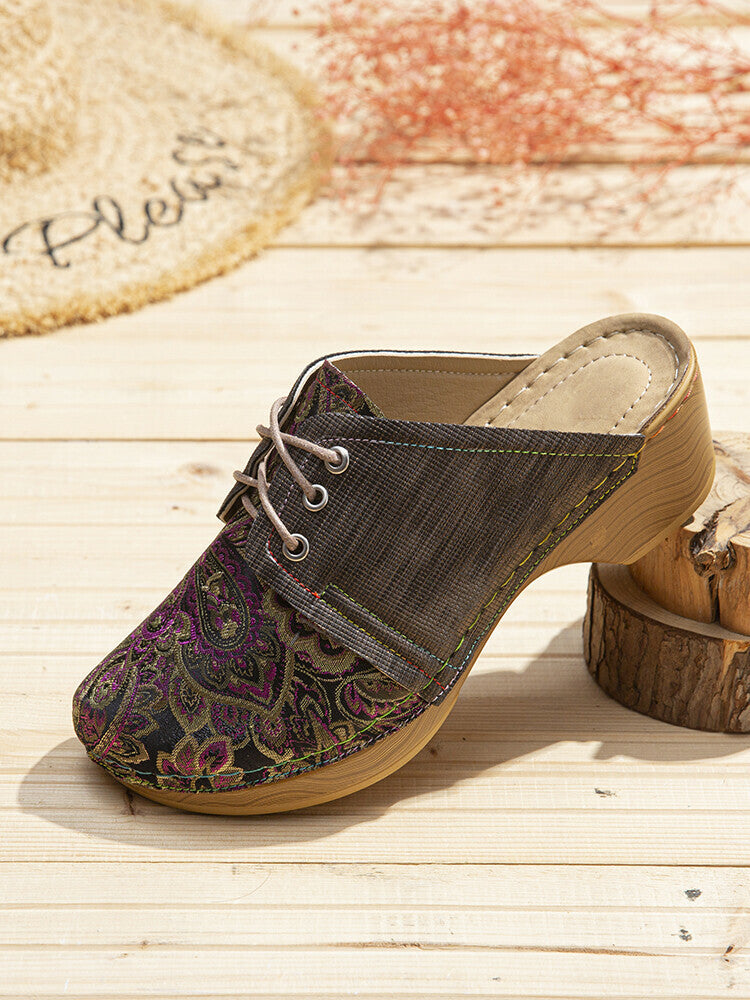 Sandalias Sin Cordones Premium Con Cordones Florales Retro