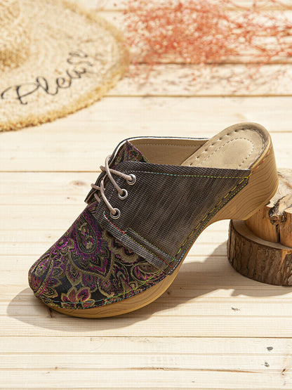 Sandalias Sin Cordones Premium Con Cordones Florales Retro