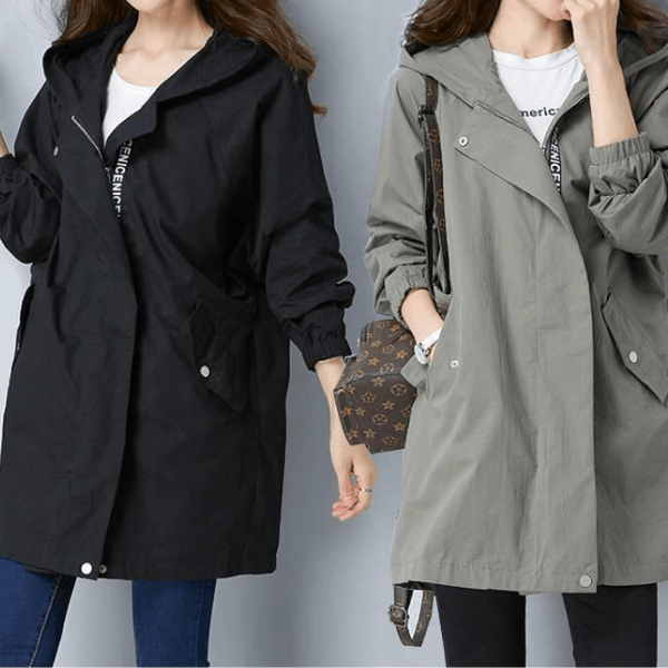 Cortavientos Informal Con Capucha Para Mujer