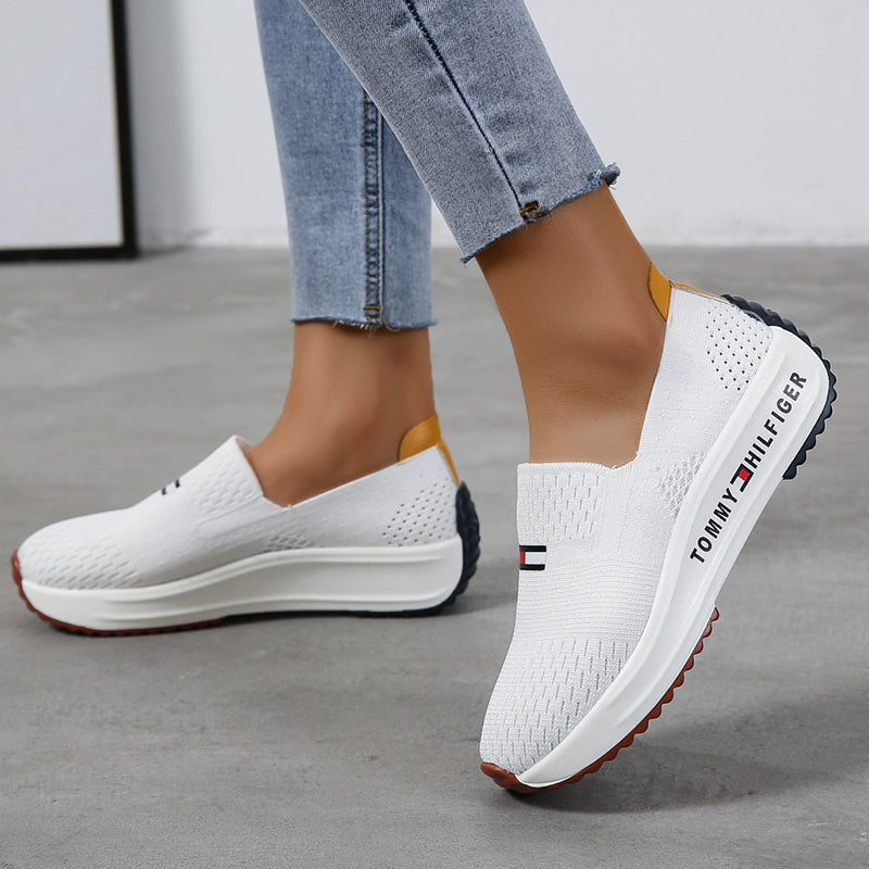 [W-Zapato] Zapatillas De Mujer Con Plataforma Tejida