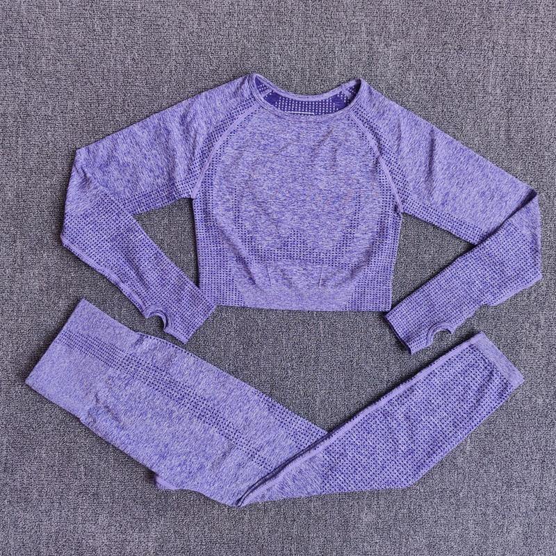2/3/5PCS Seamless Women Yoga Set Workout Sportswear Gym Clothing Fitness Long Sleeve Crop Top High Waist Leggings Sports Suits - MXbueno