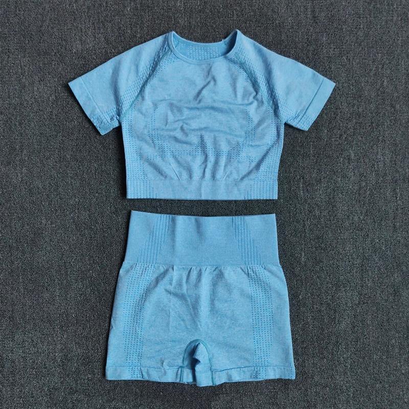 2/3/5PCS Seamless Women Yoga Set Workout Sportswear Gym Clothing Fitness Long Sleeve Crop Top High Waist Leggings Sports Suits - MXbueno