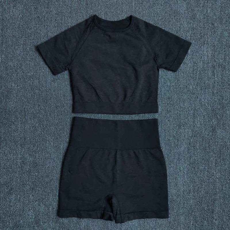 2/3/5PCS Seamless Women Yoga Set Workout Sportswear Gym Clothing Fitness Long Sleeve Crop Top High Waist Leggings Sports Suits - MXbueno