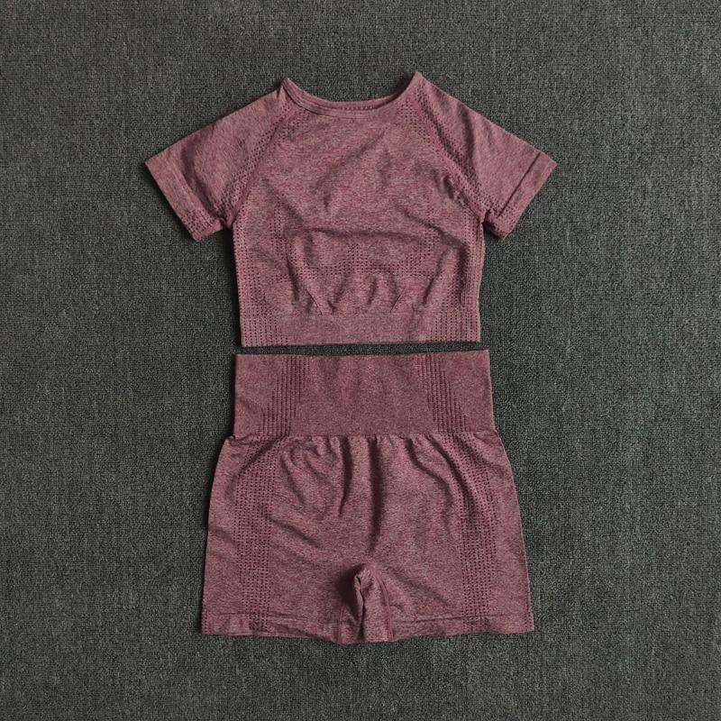 2/3/5PCS Seamless Women Yoga Set Workout Sportswear Gym Clothing Fitness Long Sleeve Crop Top High Waist Leggings Sports Suits - MXbueno