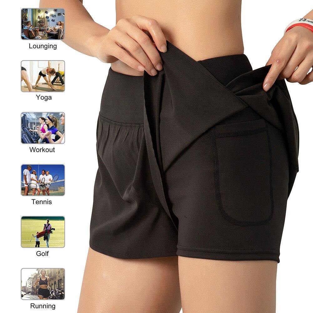 Pantalones cortos de yoga 2 en 1 para damas Gym Sport - MXbueno