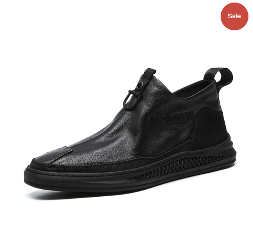 Hombres botas de cuero genuino con suelas ortopédicas de apoyo y cómodas