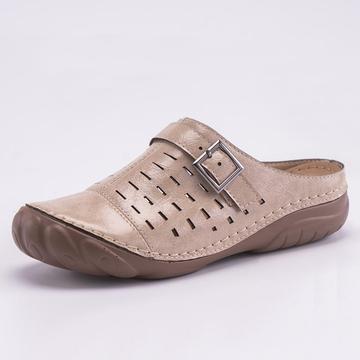 Mule sandalias para Mujeres metal hebilla cuero abierto tacón casual